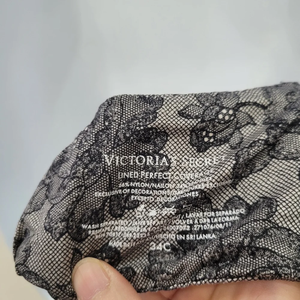 Victoria's Secret Lined Perfect Coverage Grey Silver Beads Wire Bra Size: 34C - Picture 9 of 9